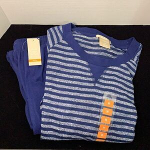 Ink+Ivy Sleepwear Women's Pajama Set Lounge Navy Striped Long Sleeve M